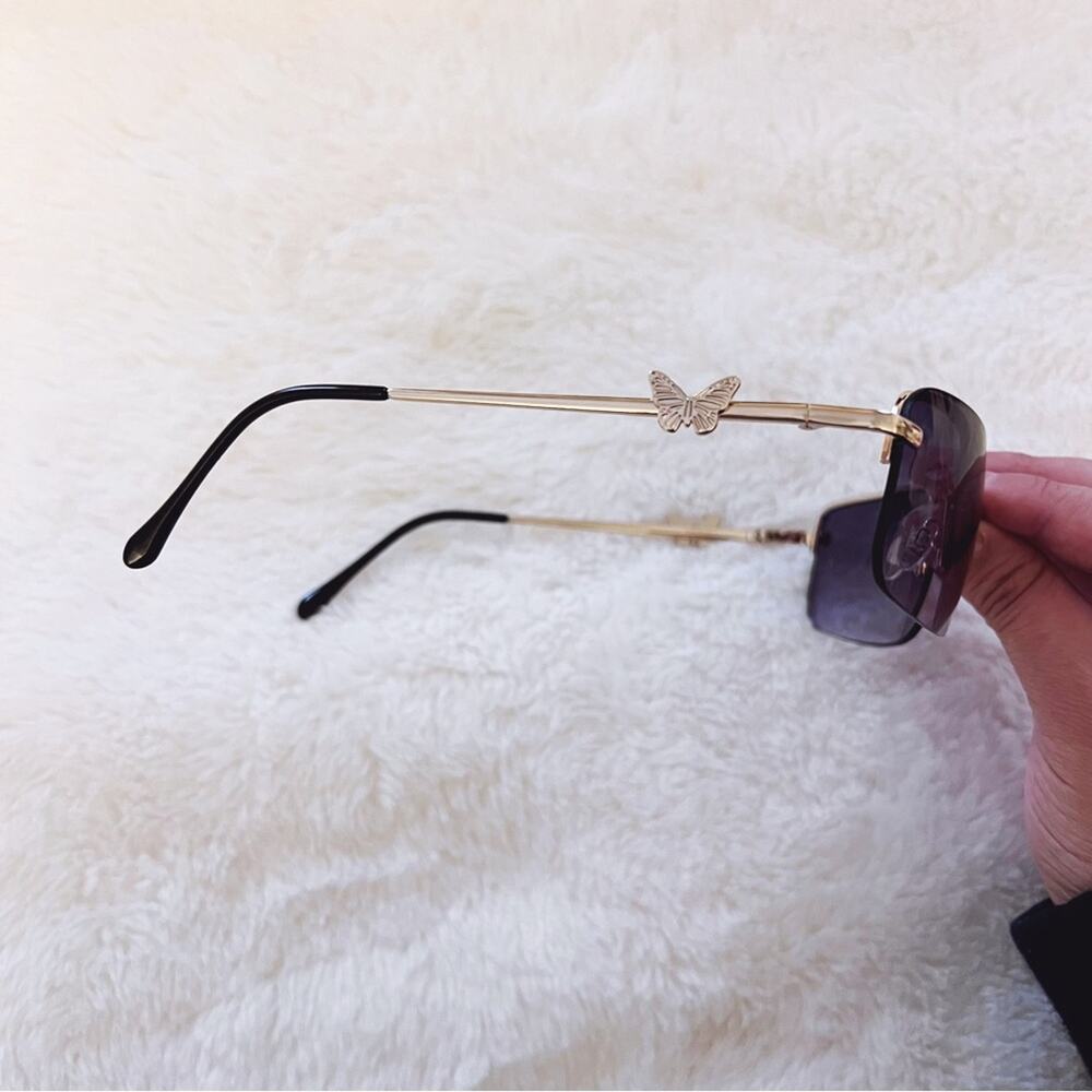 Delia Black Rimless Butterfly Accent Sunglasses - Picture 7 of 11